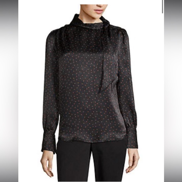 WORTHINGTON™️ Women's Size LP Black 'ADDY' High Neck Bow Blouse - Picture 2 of 15